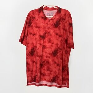 IBKUL‎ Mens XL Red Tie Dye Golf Polo Shirt UPF Outdoor Performance Sports Active